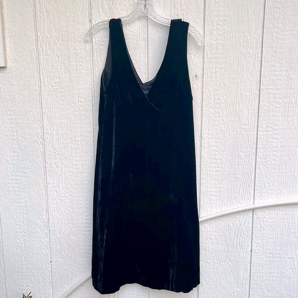 INC Black silk velvet dress